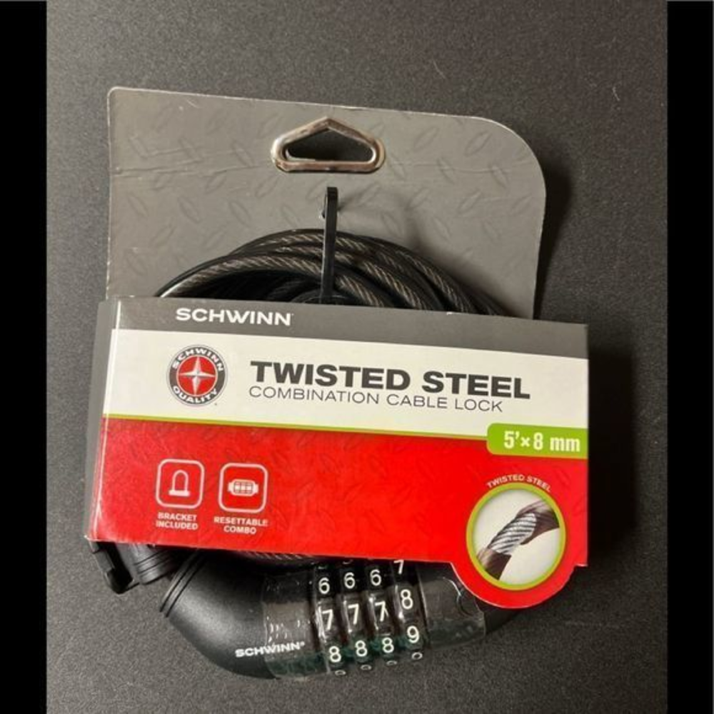 Schwinn twisted steel combination cable lock 5x8 mm